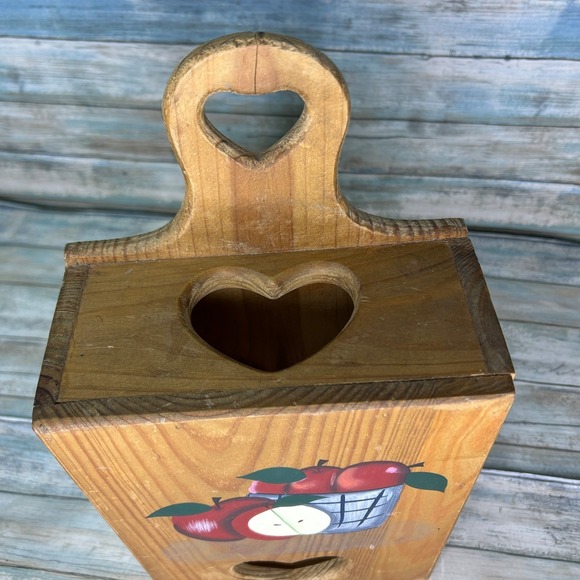 Wooden Heart Apple Box Plastic Bags Wall Decor 1997 ABC Distributing Inc Country - Picture 3 of 11